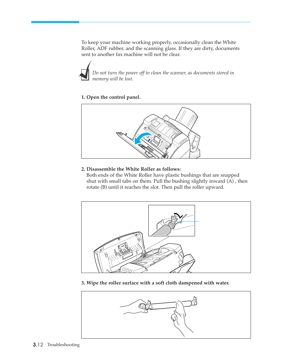 Cleaning the document scanner | Samsung SF4500 User Manual | Page 74 / 93