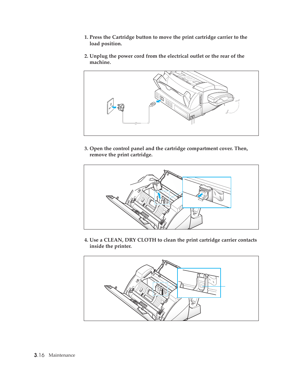 Cleaning cartridge carrier contacts and deflector | Samsung SF4500 User Manual | Page 78 / 93