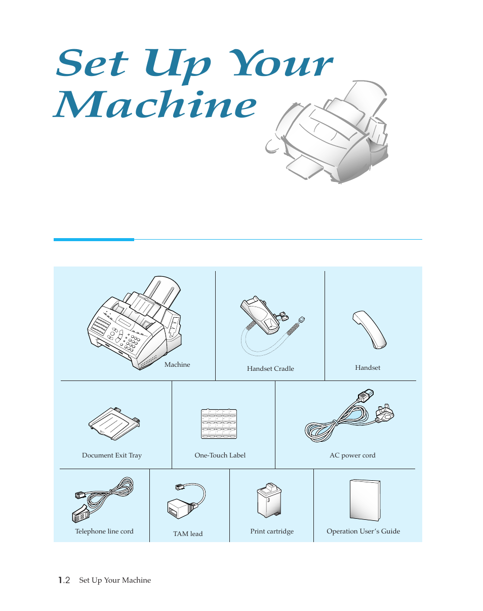 Unpacking, Set up your machine | Samsung SF4500 User Manual | Page 9 / 93