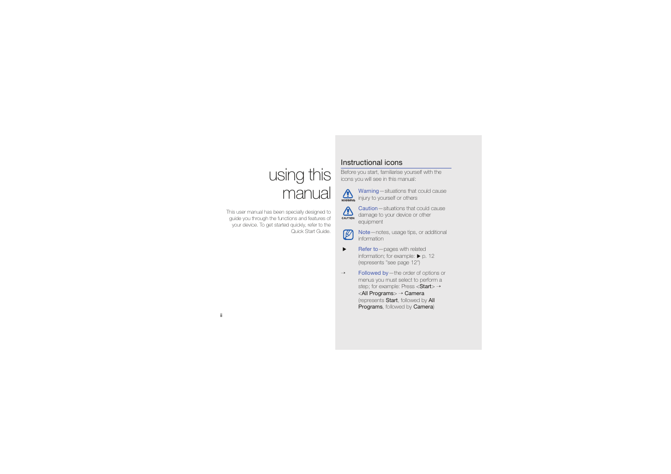 Using this manual | Samsung C6625 User Manual | Page 3 / 66