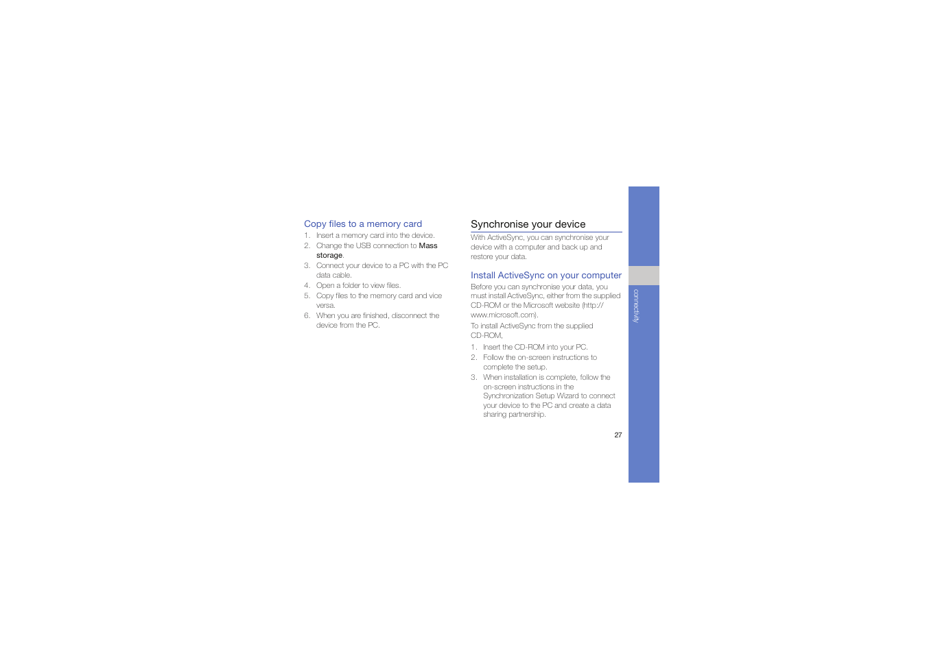 Synchronise your device | Samsung C6625 User Manual | Page 32 / 66