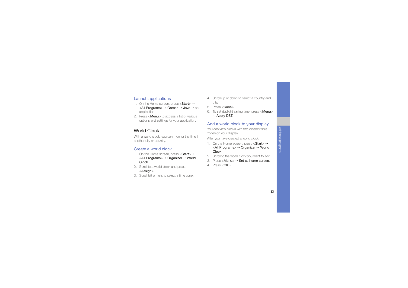 World clock | Samsung C6625 User Manual | Page 38 / 66
