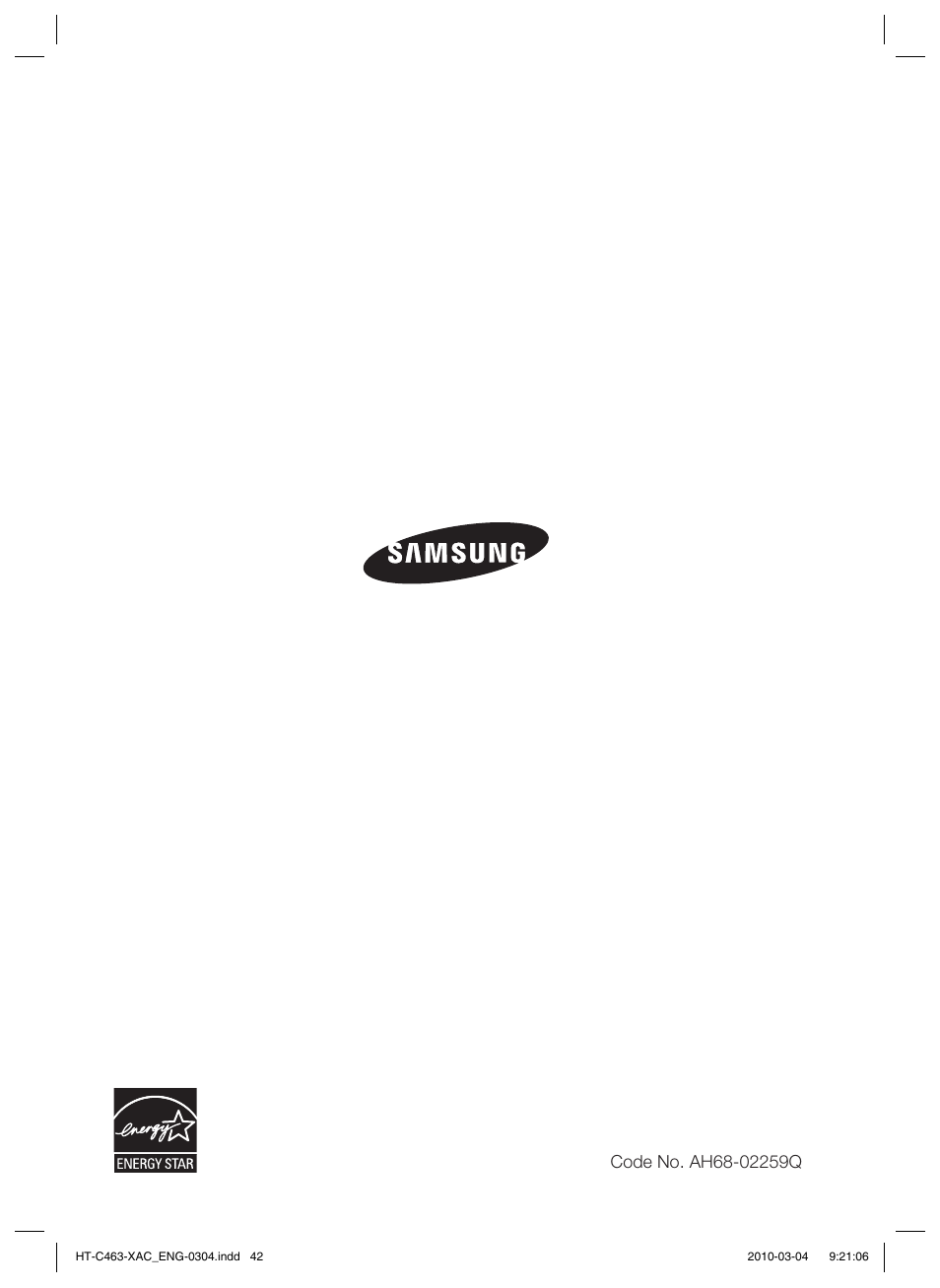 Samsung HT-C463-XAC User Manual | Page 42 / 42