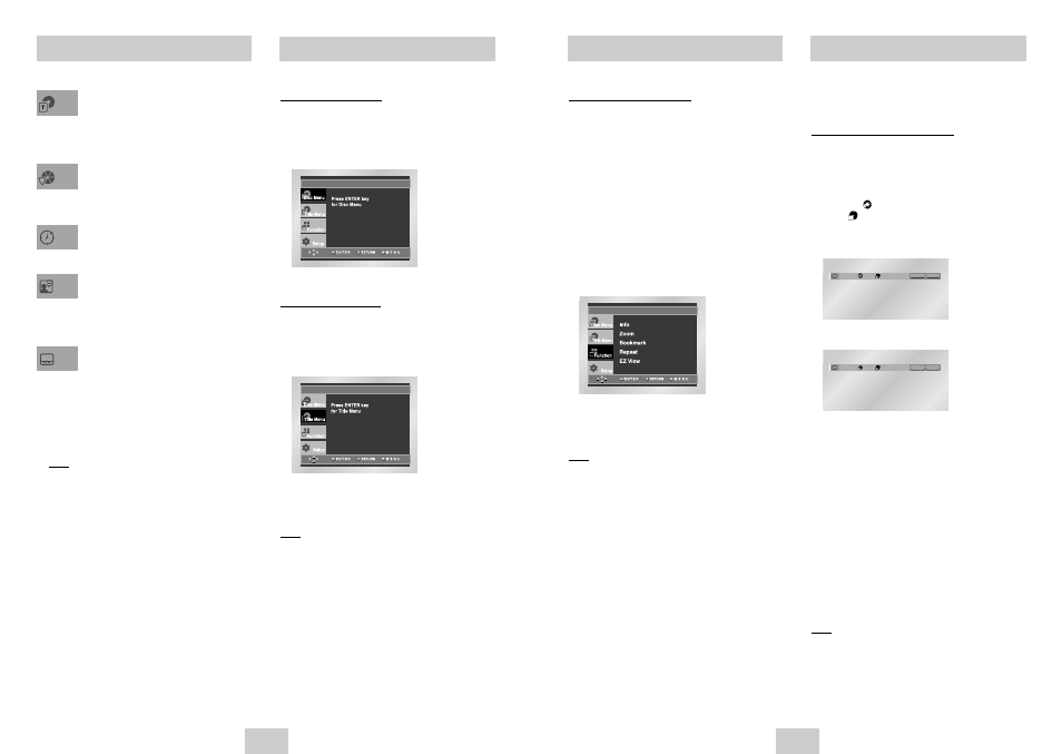 Using the disc and title menu, Using the function menu, Repeat play | Samsung DVD-P245 User Manual | Page 8 / 18