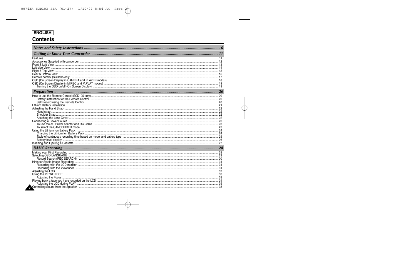 Samsung SCD103/215 User Manual | Page 6 / 112