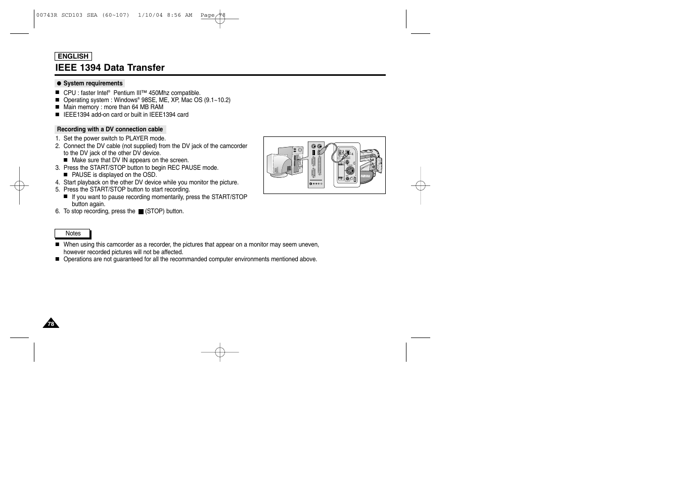 Ieee 1394 data transfer | Samsung SCD103/215 User Manual | Page 82 / 112