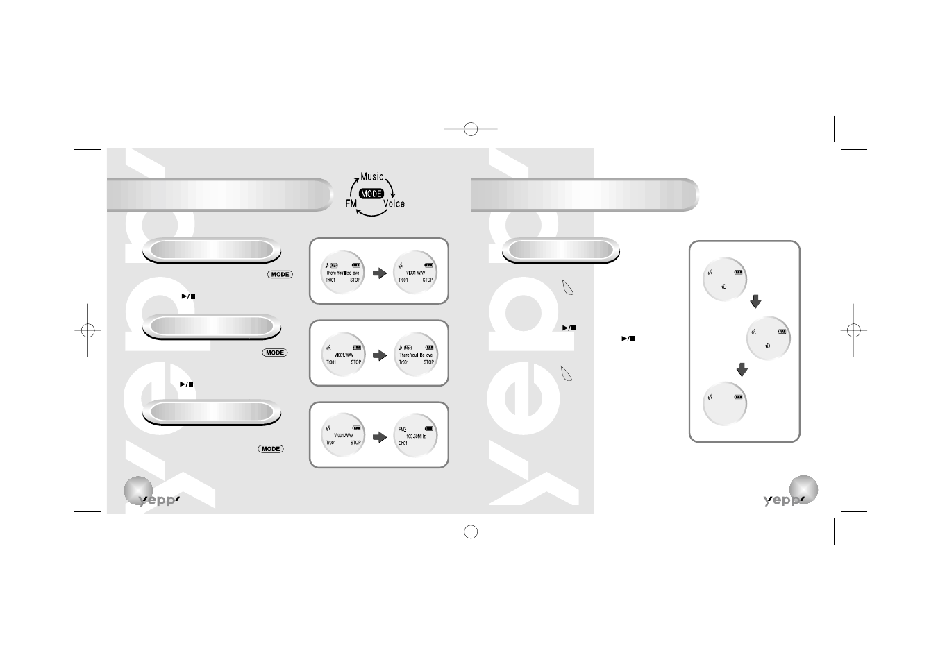 Changing modes, Recording voice, Changing modes recording voice | Samsung YP-90S User Manual | Page 6 / 34
