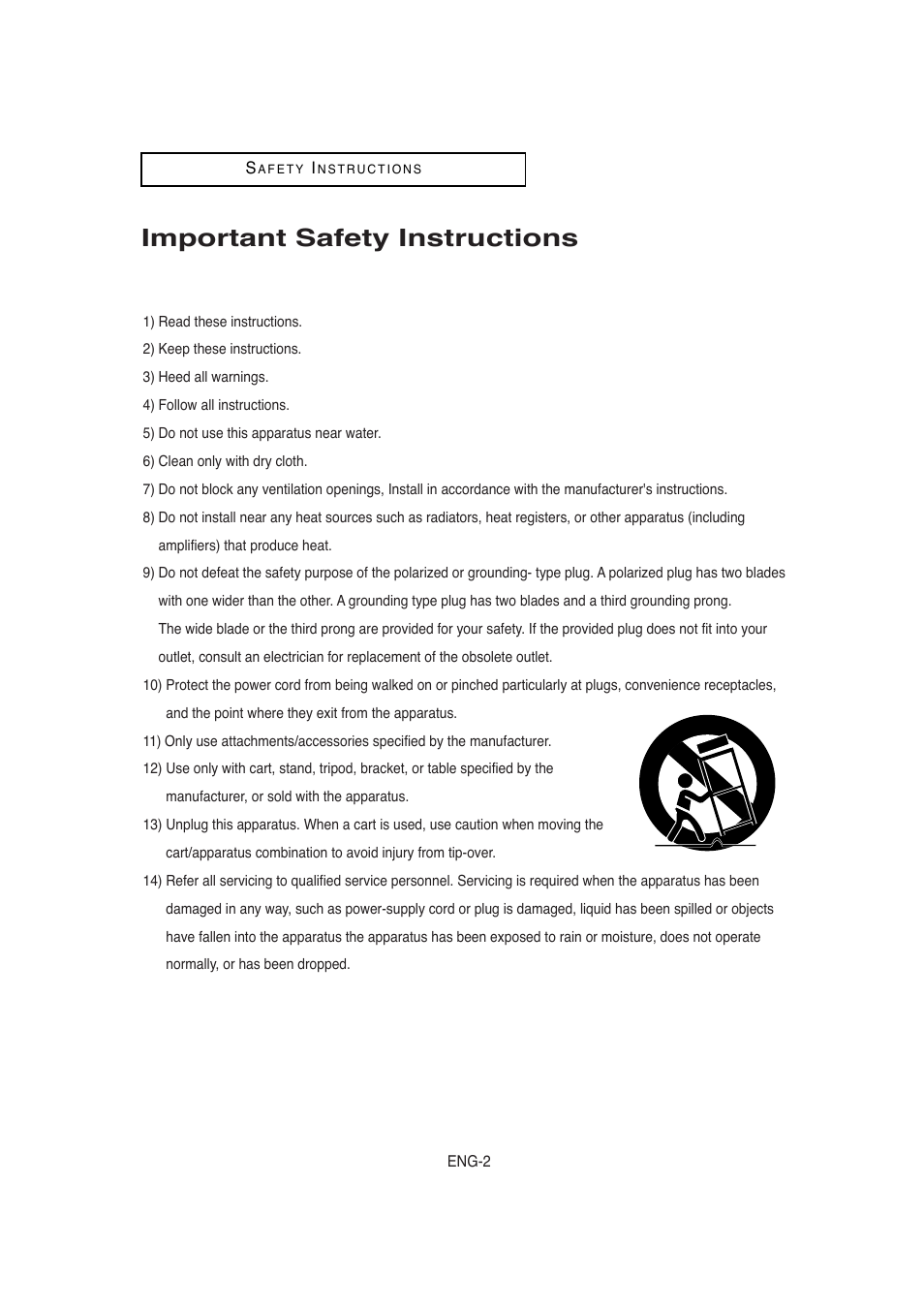 Safety instructions, Important safety instructions | Samsung AK68-00956L/01 User Manual | Page 2 / 95