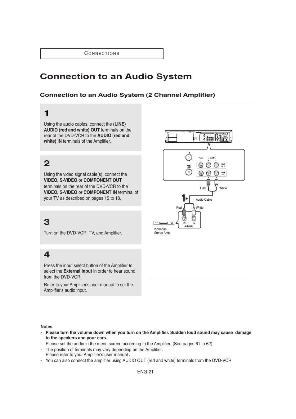 Connection to an audio system | Samsung AK68-00956L/01 User Manual | Page 21 / 95
