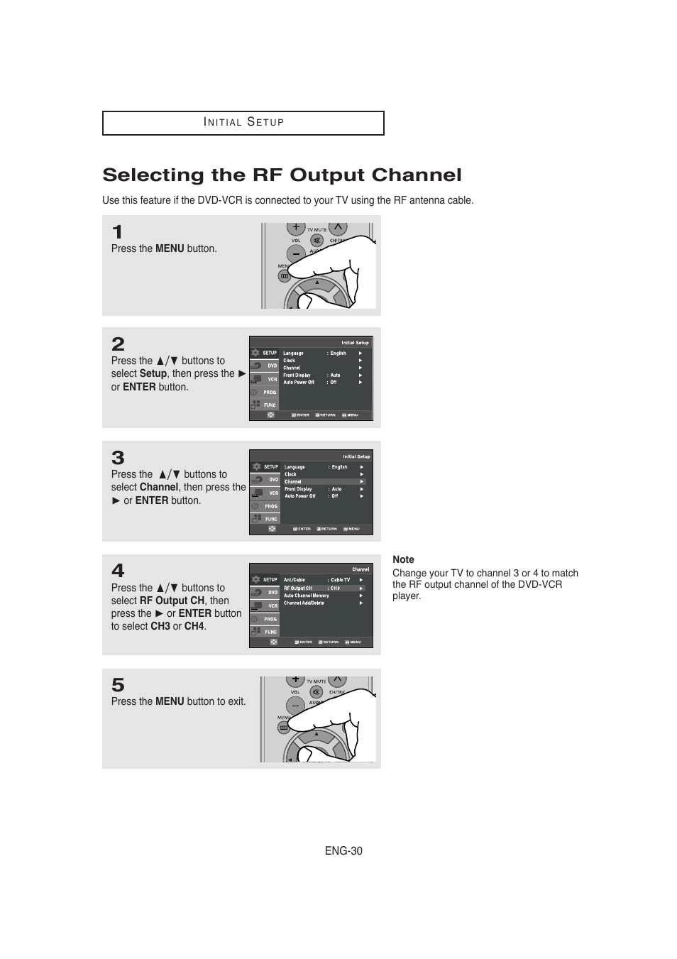 Selecting the rf output channel | Samsung AK68-00956L/01 User Manual | Page 30 / 95
