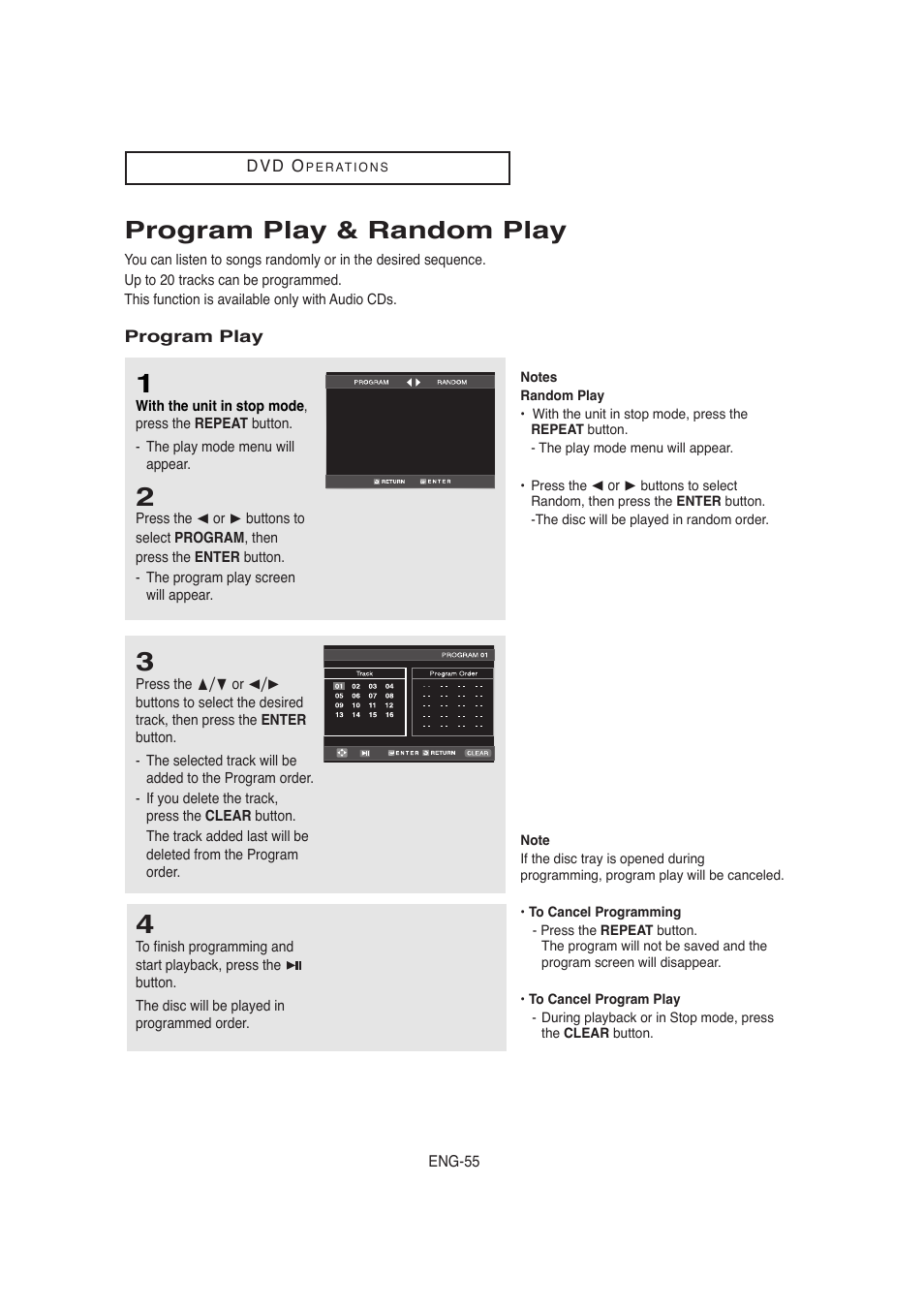 Program play & random play | Samsung AK68-00956L/01 User Manual | Page 55 / 95