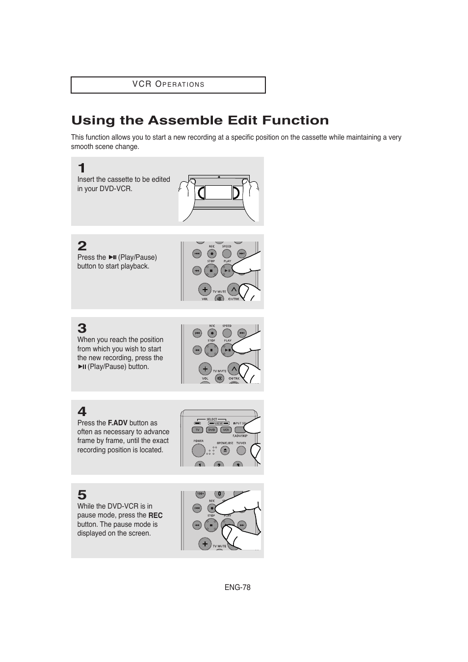 Using the assemble edit function | Samsung AK68-00956L/01 User Manual | Page 78 / 95
