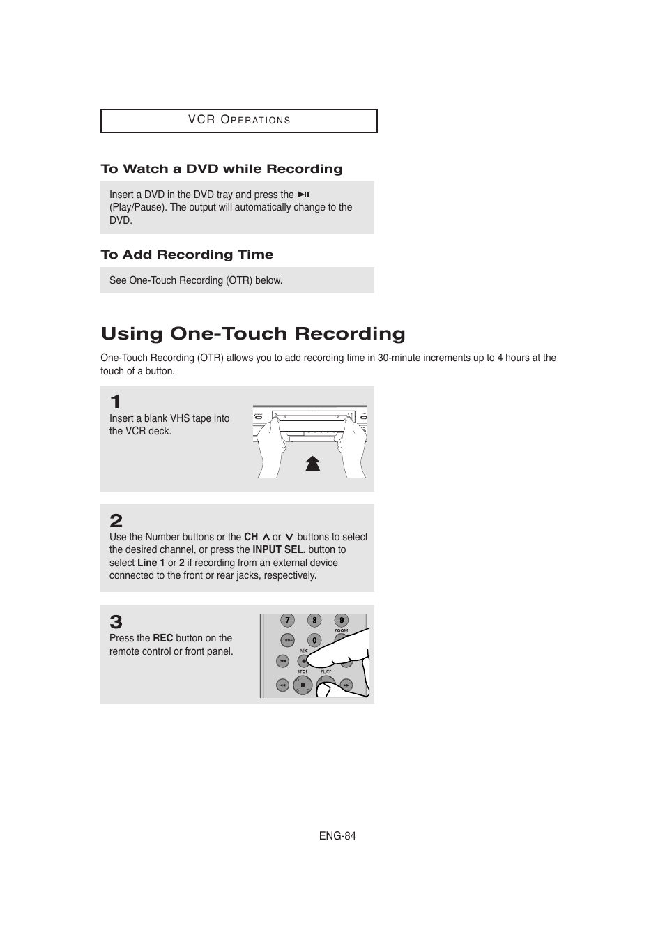 Using one-touch recording | Samsung AK68-00956L/01 User Manual | Page 84 / 95