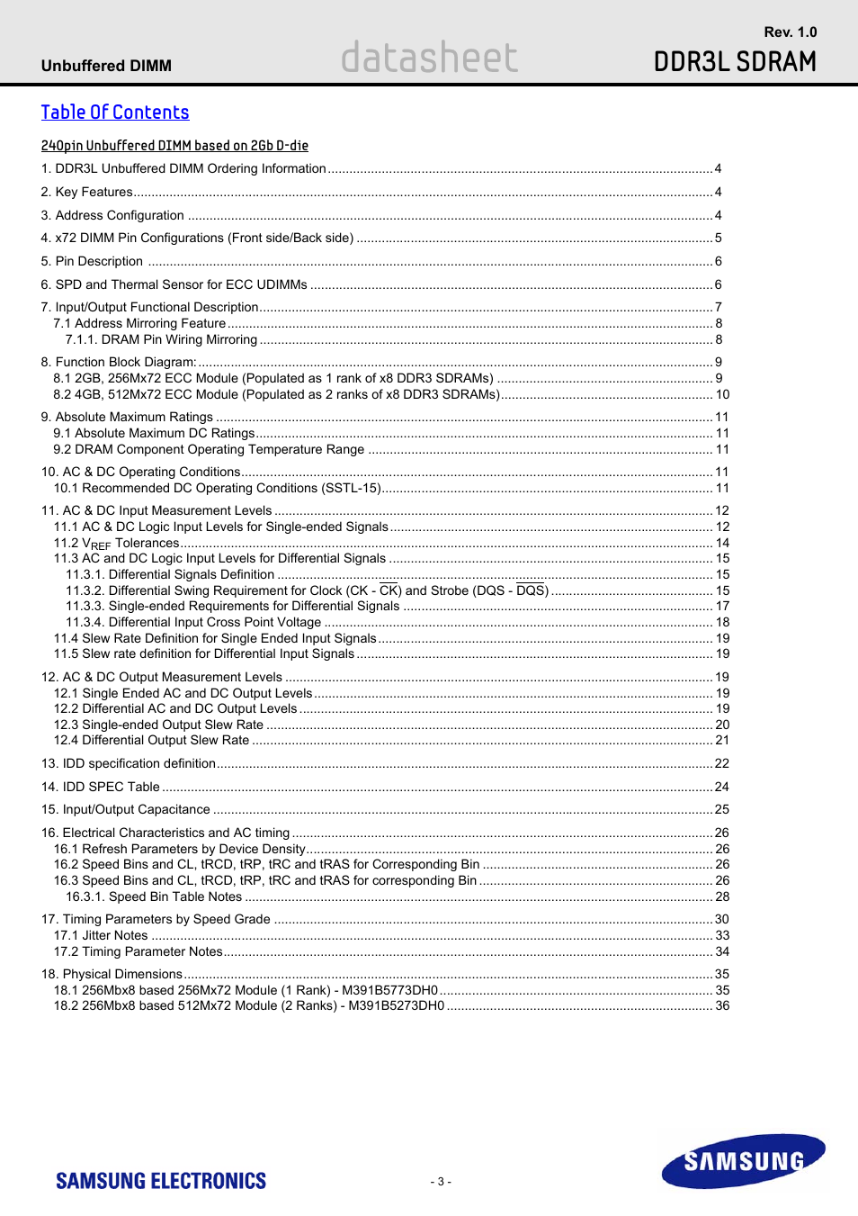 Samsung M391B5773DH0 User Manual | Page 3 / 36