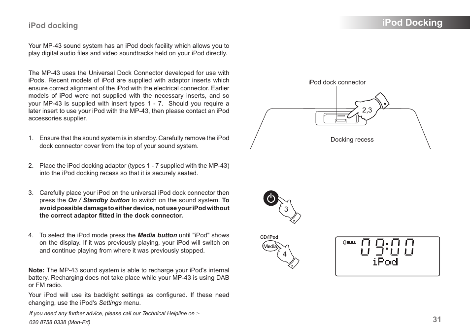 Ipod docking | Samsung MP-43 User Manual | Page 33 / 52