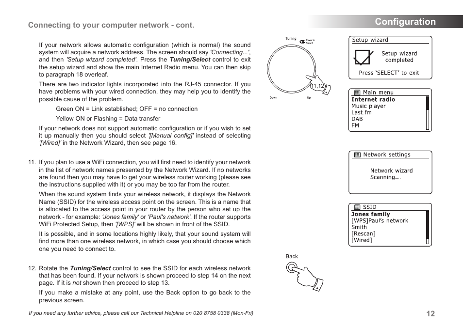 Conﬁguration, Connecting to your computer network - cont | Samsung STREAM 83I User Manual | Page 13 / 96