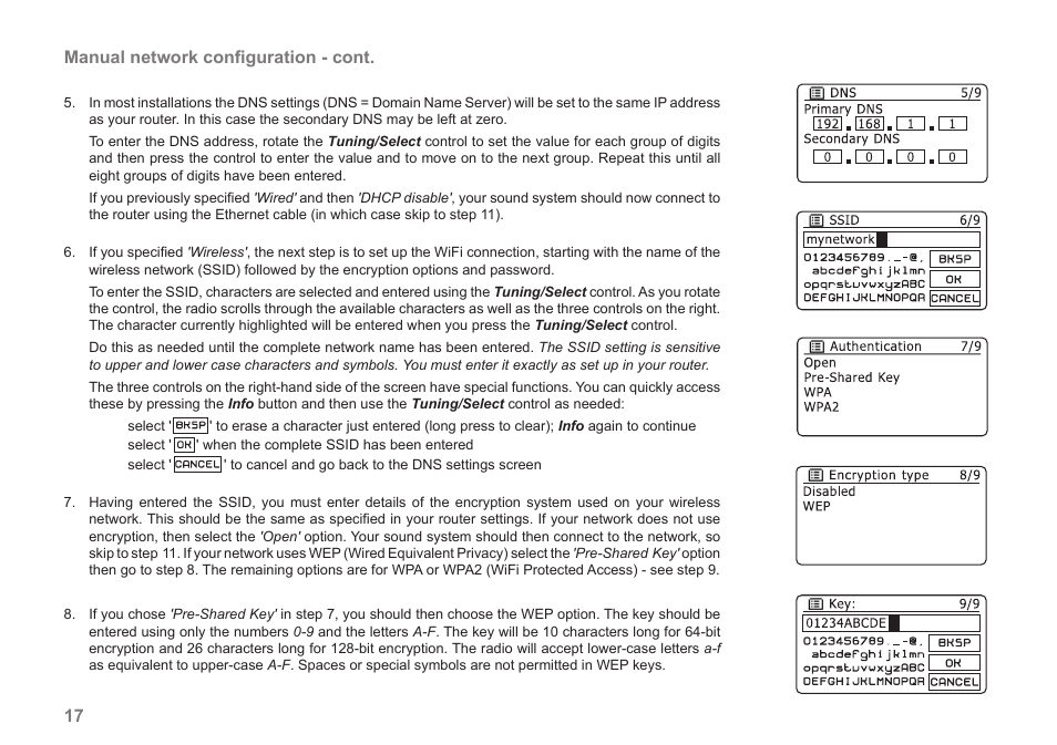 17 manual network conﬁguration - cont | Samsung STREAM 83I User Manual | Page 18 / 96