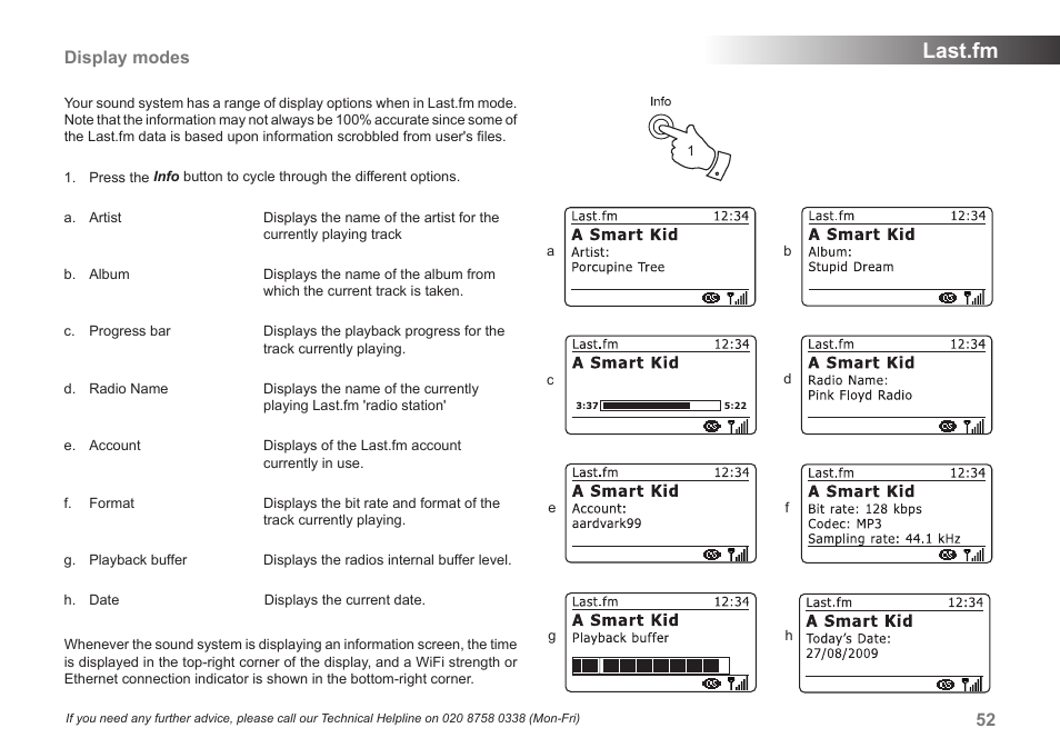 Last.fm, Display modes | Samsung STREAM 83I User Manual | Page 53 / 96