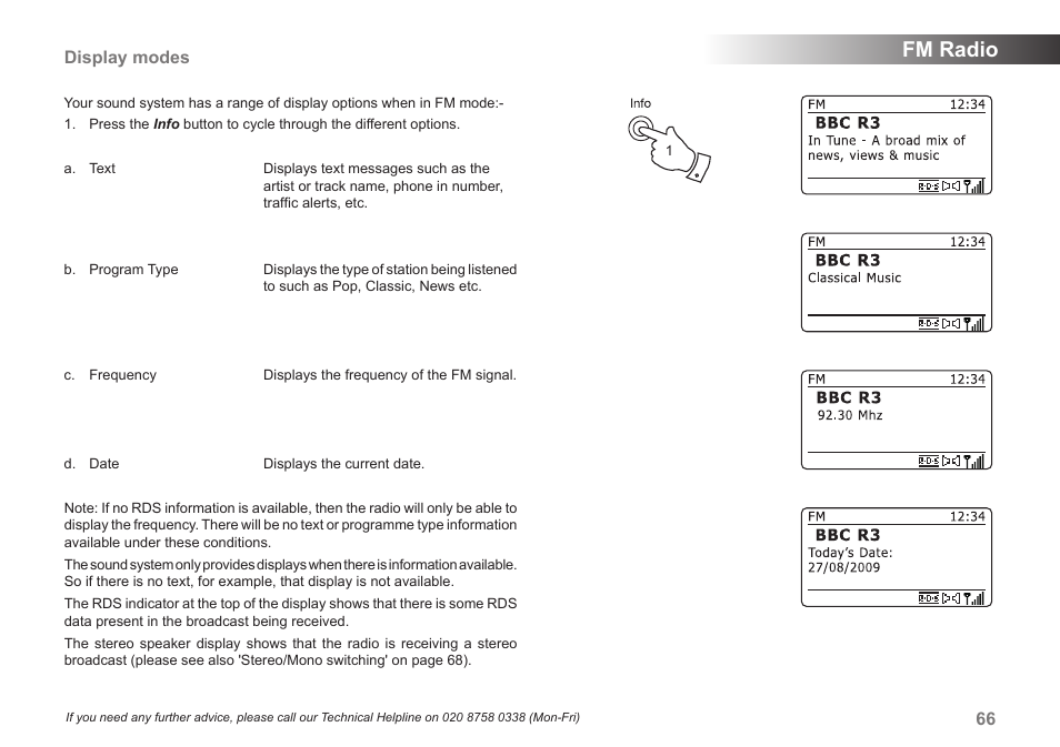 Fm radio, 66 display modes | Samsung STREAM 83I User Manual | Page 67 / 96
