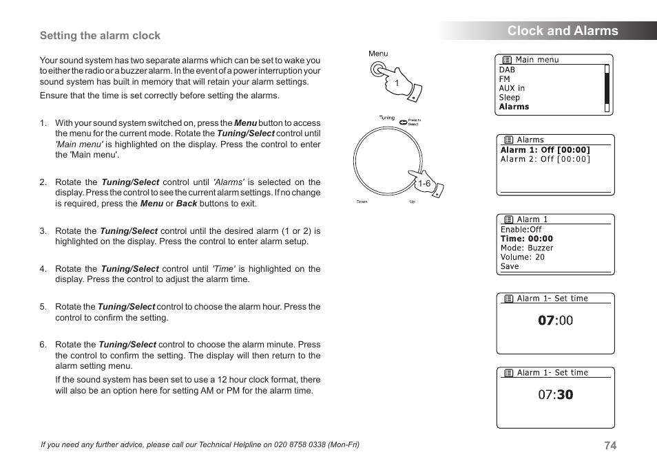 Clock and alarms, Setting the alarm clock | Samsung STREAM 83I User Manual | Page 75 / 96