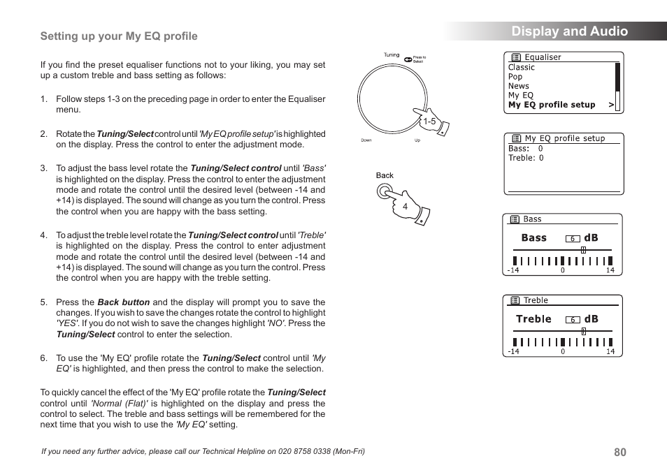 Display and audio, Setting up your my eq proﬁle | Samsung STREAM 83I User Manual | Page 81 / 96
