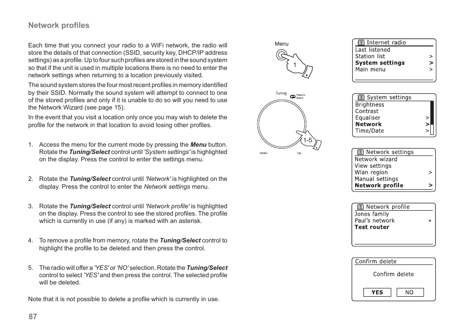 87 network proﬁles | Samsung STREAM 83I User Manual | Page 88 / 96