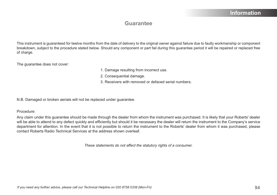 Guarantee, Information | Samsung STREAM 83I User Manual | Page 95 / 96