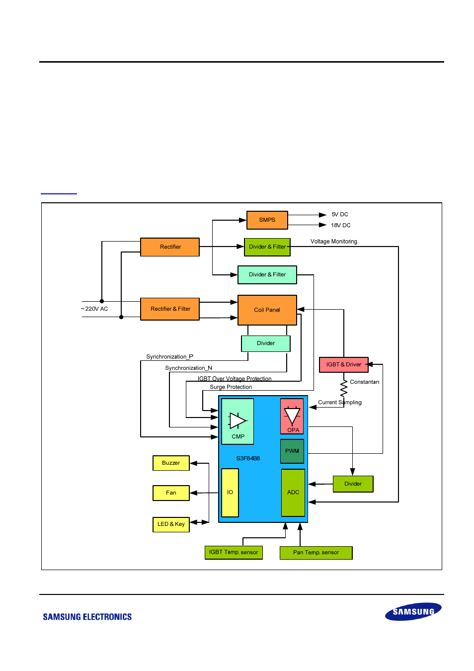 2 hardware implementation, 1 system diagram and pin assignment, Hardware implementation -4 | Figure 2-1 block diagram of ih cooker system | Samsung S3F84B8 User Manual | Page 10 / 25