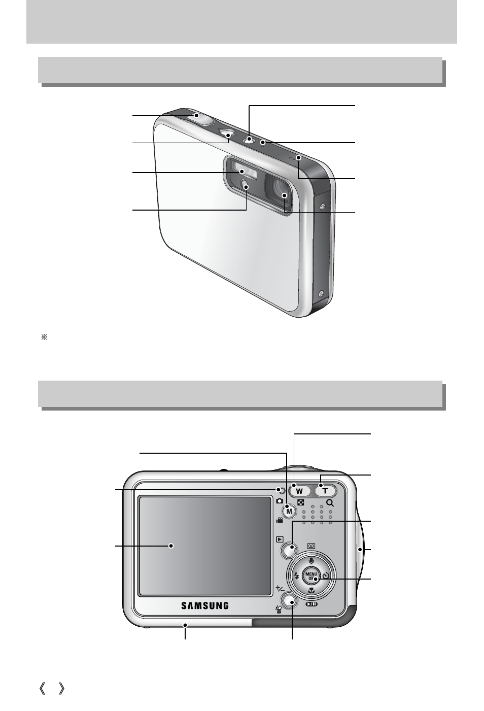 Identification of features, Front & top back & bottom | Samsung Digimax i5 User Manual | Page 10 / 148