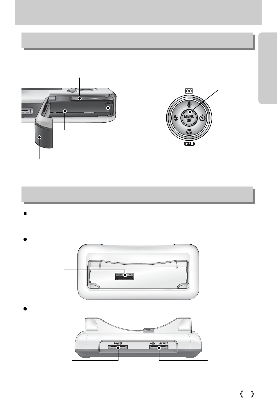 Identification of features, Bottom / 5-function button cradle | Samsung Digimax i5 User Manual | Page 11 / 148
