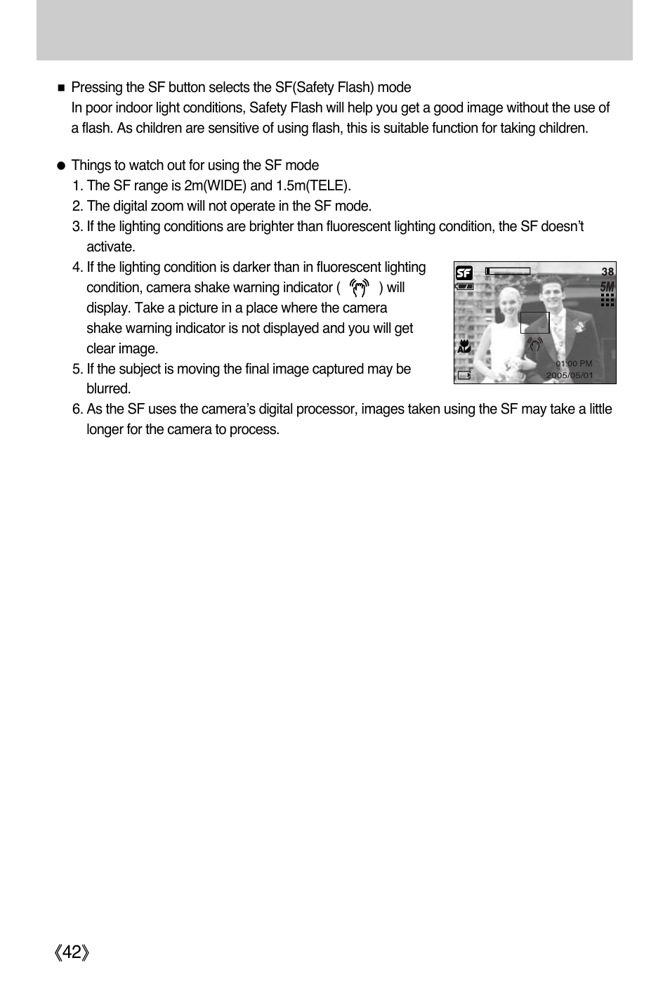 Sf button | Samsung Digimax i5 User Manual | Page 42 / 148