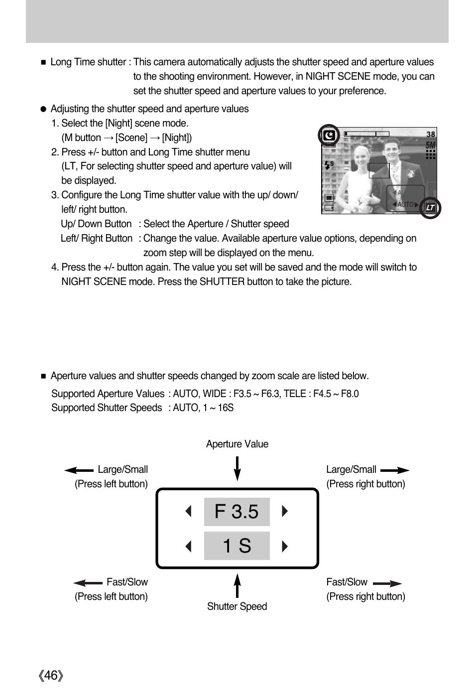 Button, F 3.5 1 s | Samsung Digimax i5 User Manual | Page 46 / 148