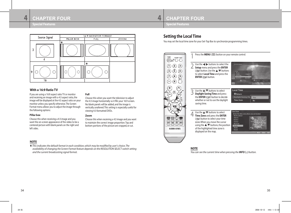 Setting the local time, Chapter four | Samsung DTB-H260F User Manual | Page 22 / 28