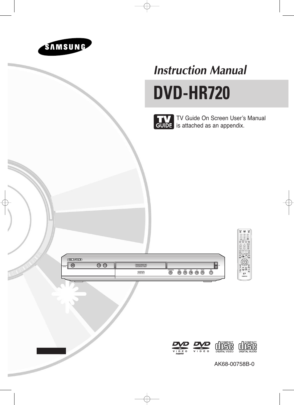 Samsung DVD-HR720/ User Manual | 168 pages