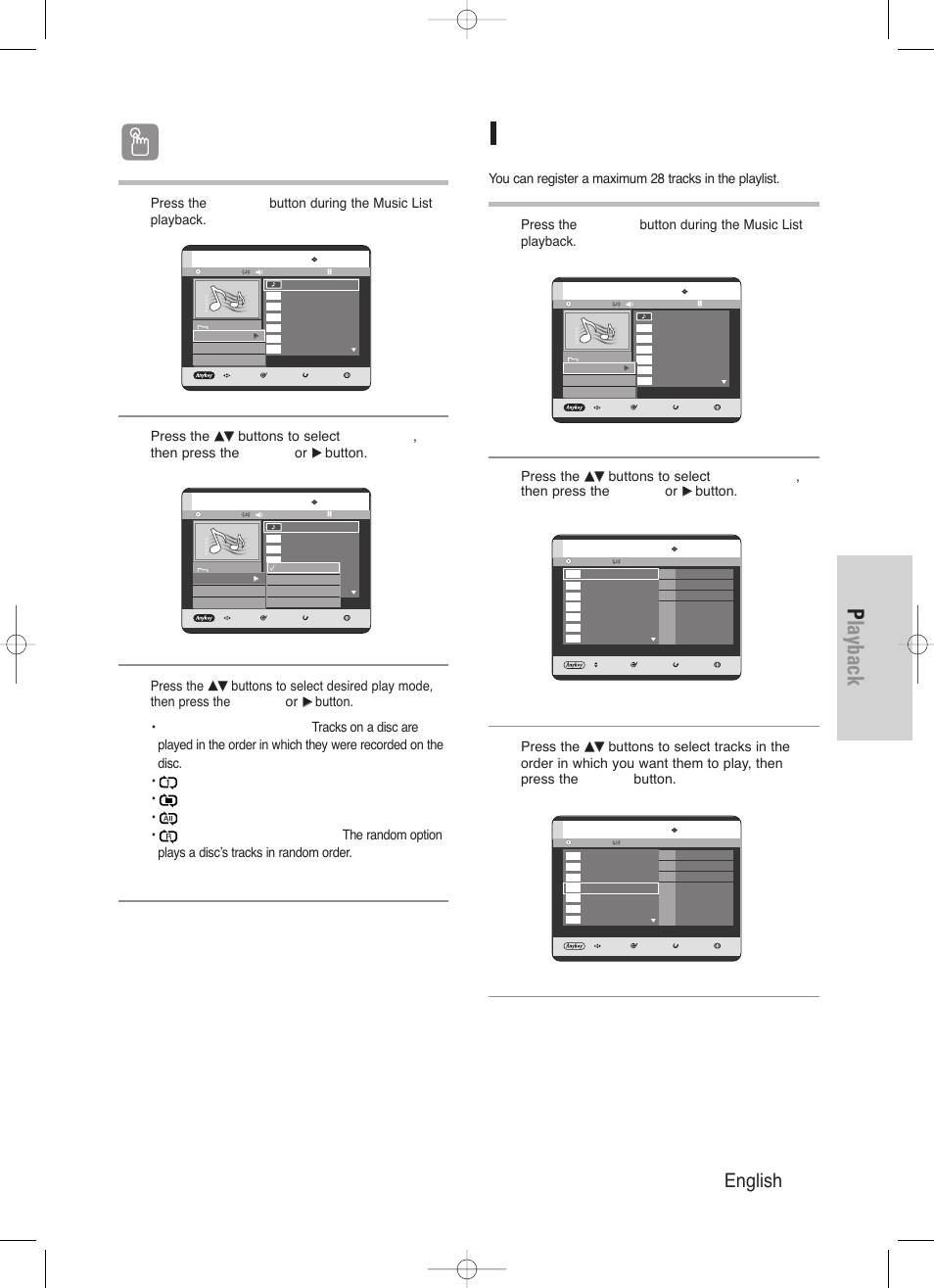 Playback, English - 71, New playlist | Using the anykey button, Press the, Button | Samsung DVD-HR720/ User Manual | Page 71 / 168