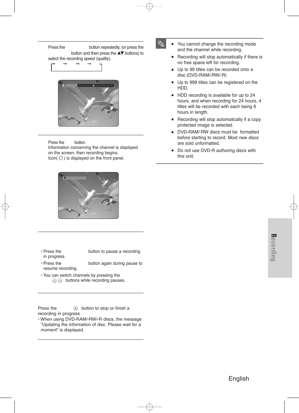 Recording, English - 81 | Samsung DVD-HR720/ User Manual | Page 81 / 168