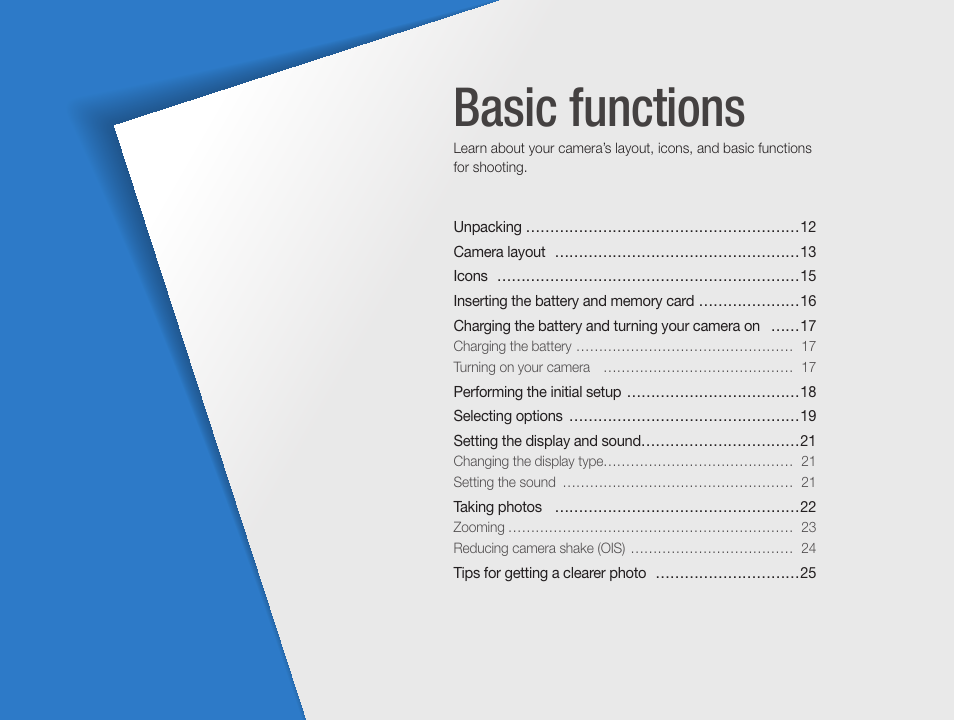 Basic functions | Samsung WB600 User Manual | Page 12 / 109