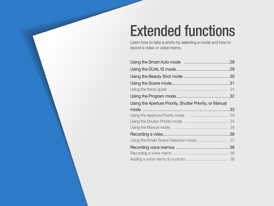 Extended functions | Samsung WB600 User Manual | Page 28 / 109