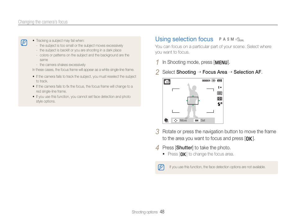 Using selection focus | Samsung WB600 User Manual | Page 49 / 109