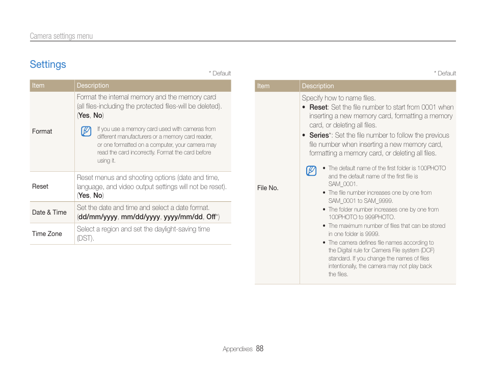 Settings | Samsung WB600 User Manual | Page 89 / 109