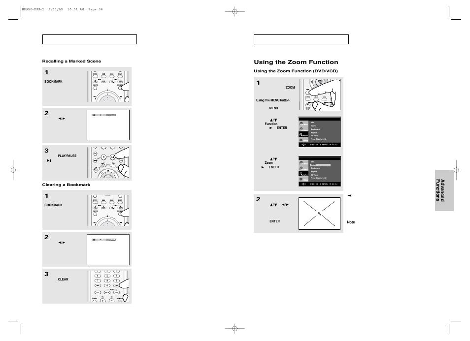 Using the zoom function | Samsung DVD-HD950 User Manual | Page 20 / 38