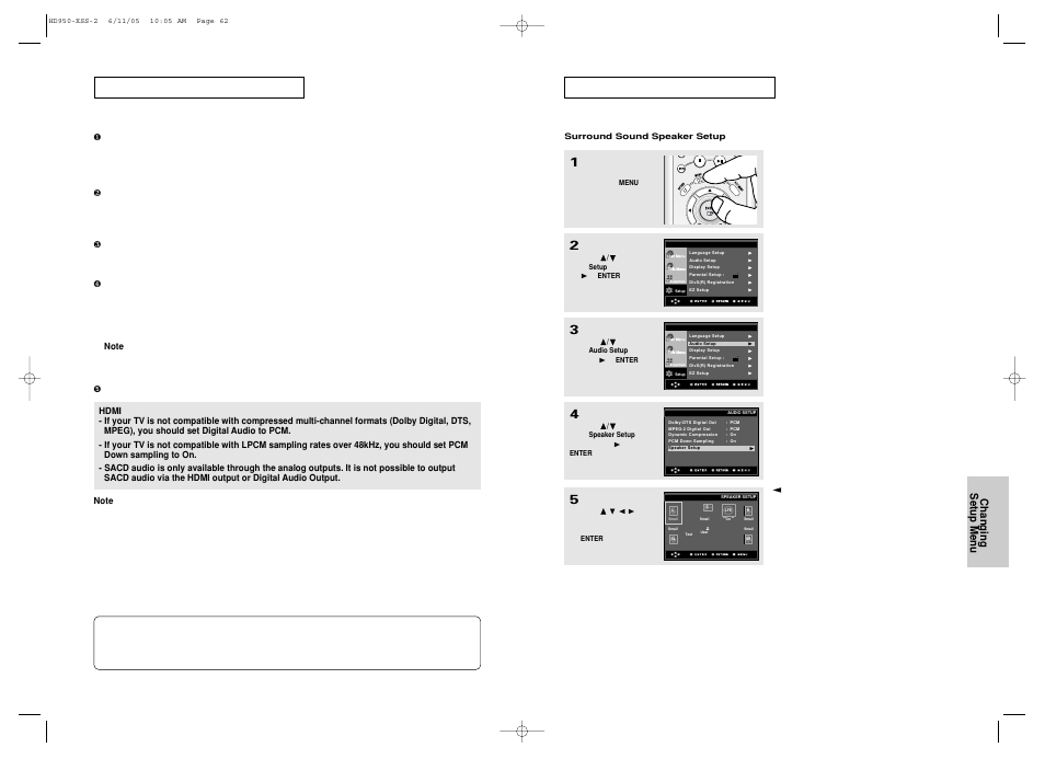 Changing setup menu | Samsung DVD-HD950 User Manual | Page 32 / 38