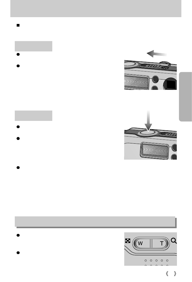 Using the camera buttons to adjust the camera, Zoom w/t button | Samsung Digimax V5000 User Manual | Page 27 / 120