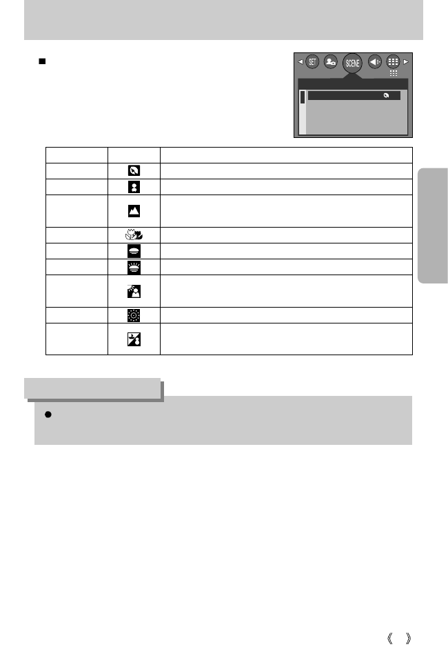 Scene, Information | Samsung Digimax V5000 User Manual | Page 53 / 120