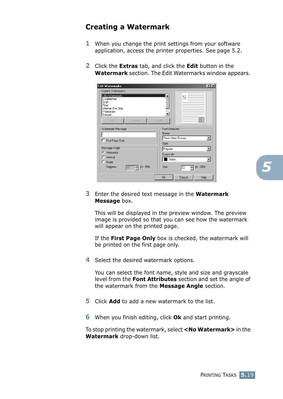 Creating a watermark | Samsung ML-2550 Series User Manual | Page 108 / 233