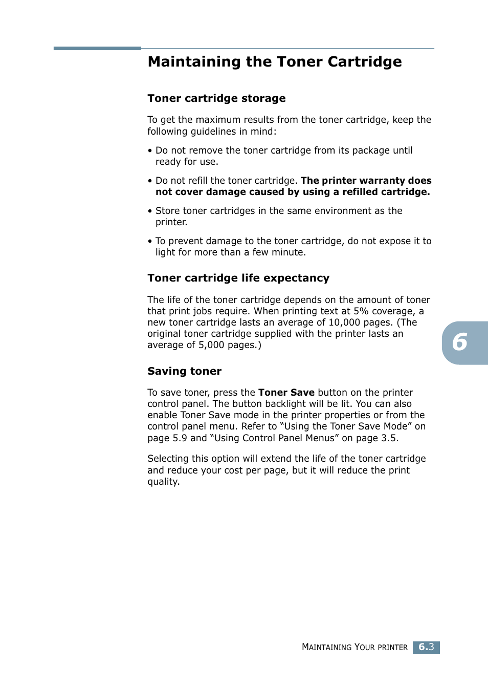 Maintaining the toner cartridge | Samsung ML-2550 Series User Manual | Page 120 / 233
