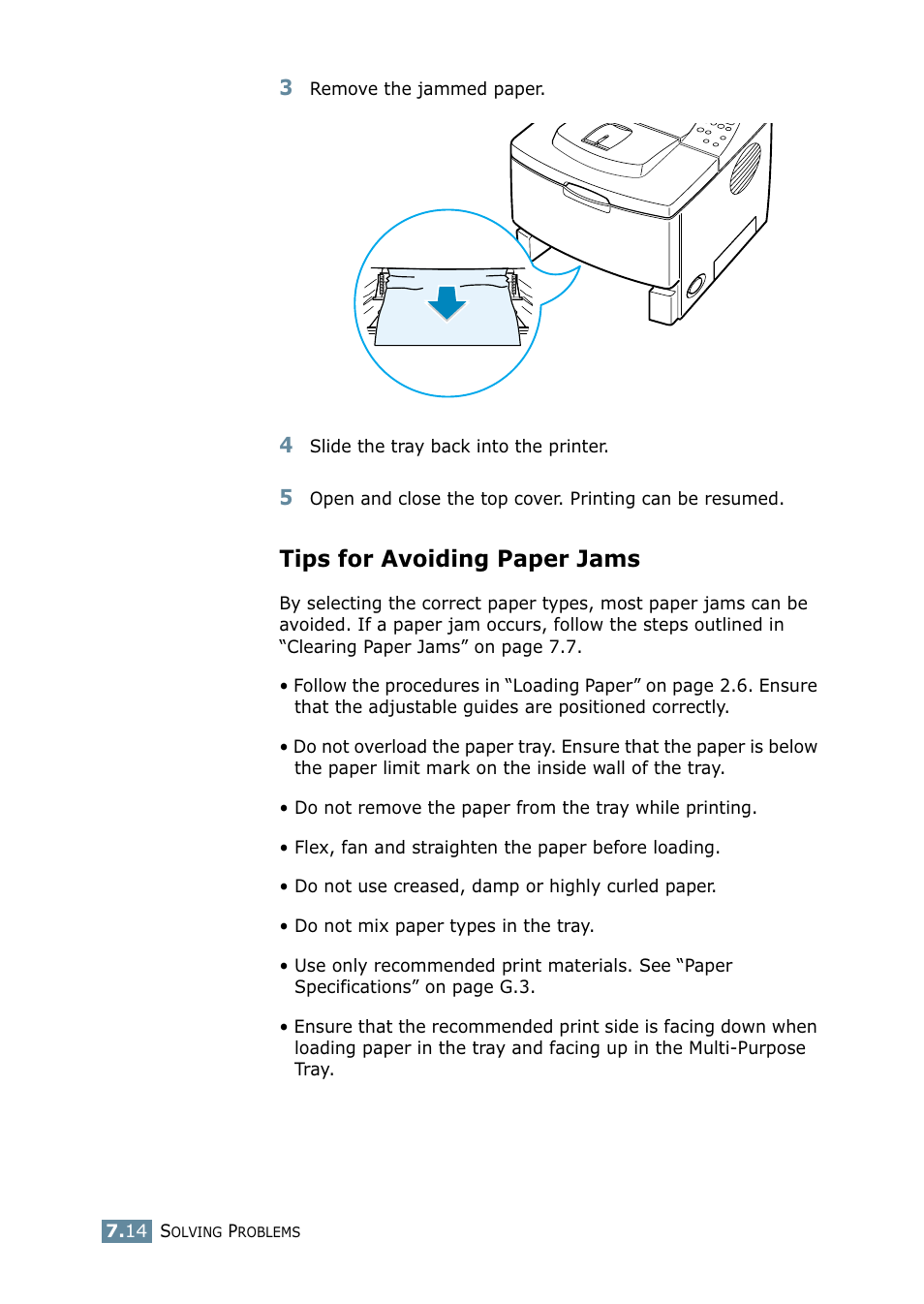 Tips for avoiding paper jams | Samsung ML-2550 Series User Manual | Page 141 / 233