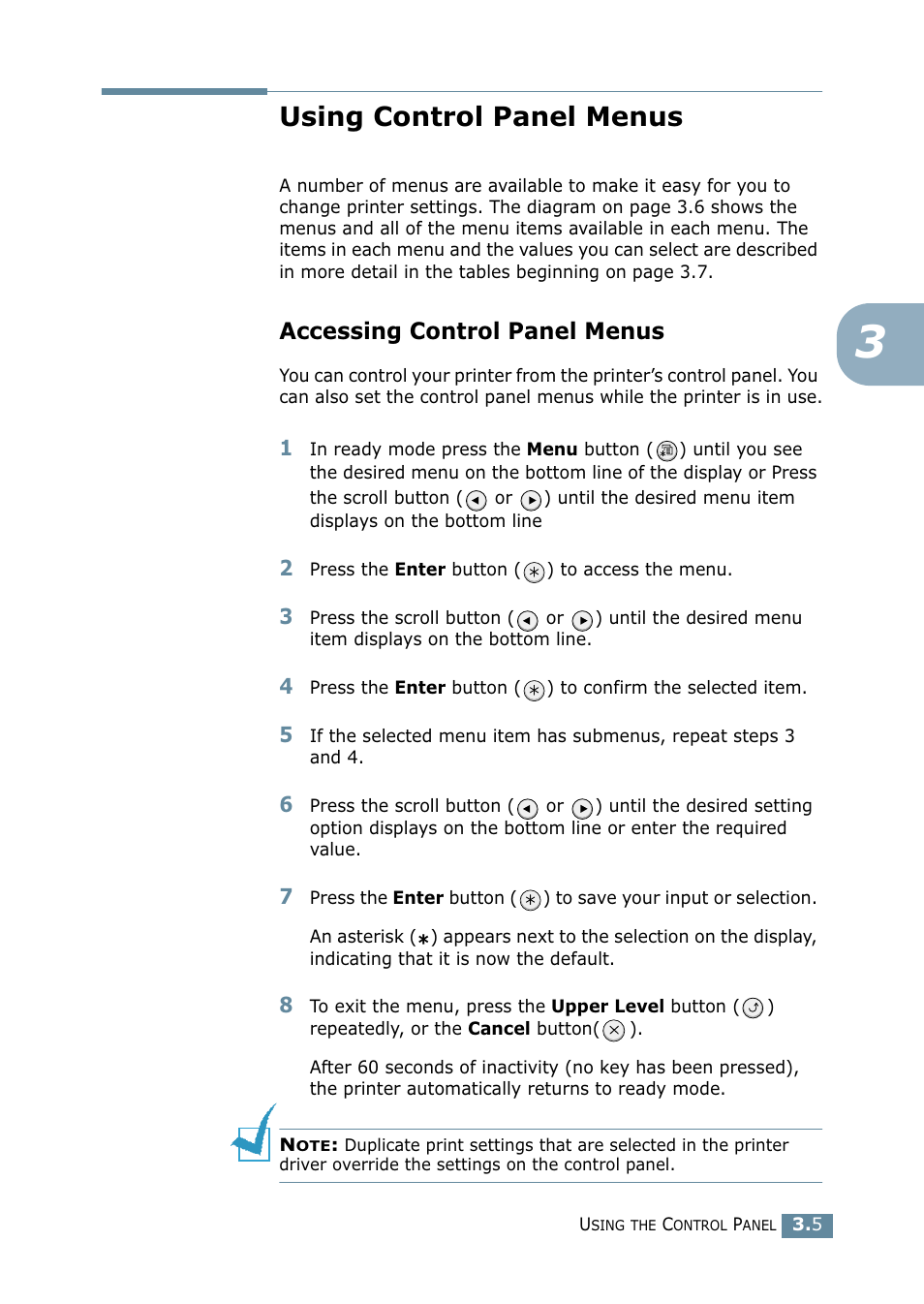 Using control panel menus, Accessing control panel menus | Samsung ML-2550 Series User Manual | Page 48 / 233