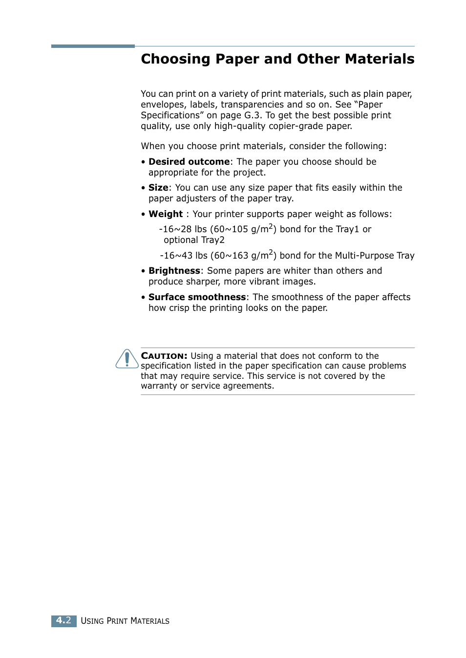 Choosing paper and other materials | Samsung ML-2550 Series User Manual | Page 67 / 233