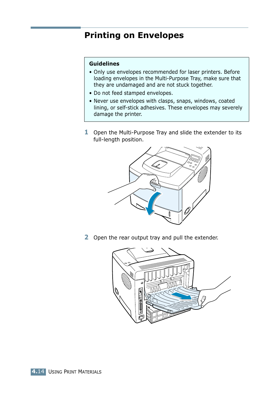 Printing on envelopes | Samsung ML-2550 Series User Manual | Page 79 / 233